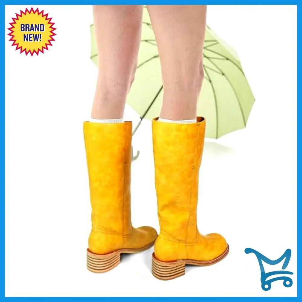 Knee High Square Toe Block Heel Faux Leather Boots Pull On